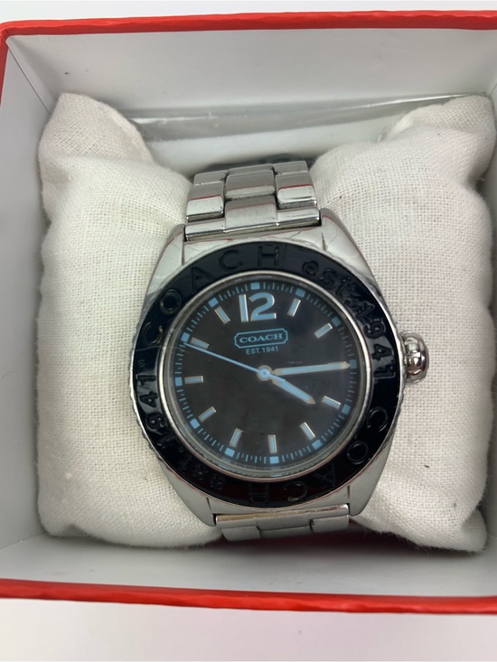 Coach Accessories - Coach Wrist Watch Andee Unisex Boyfriend Analog Quartz Black Blue Large Silver